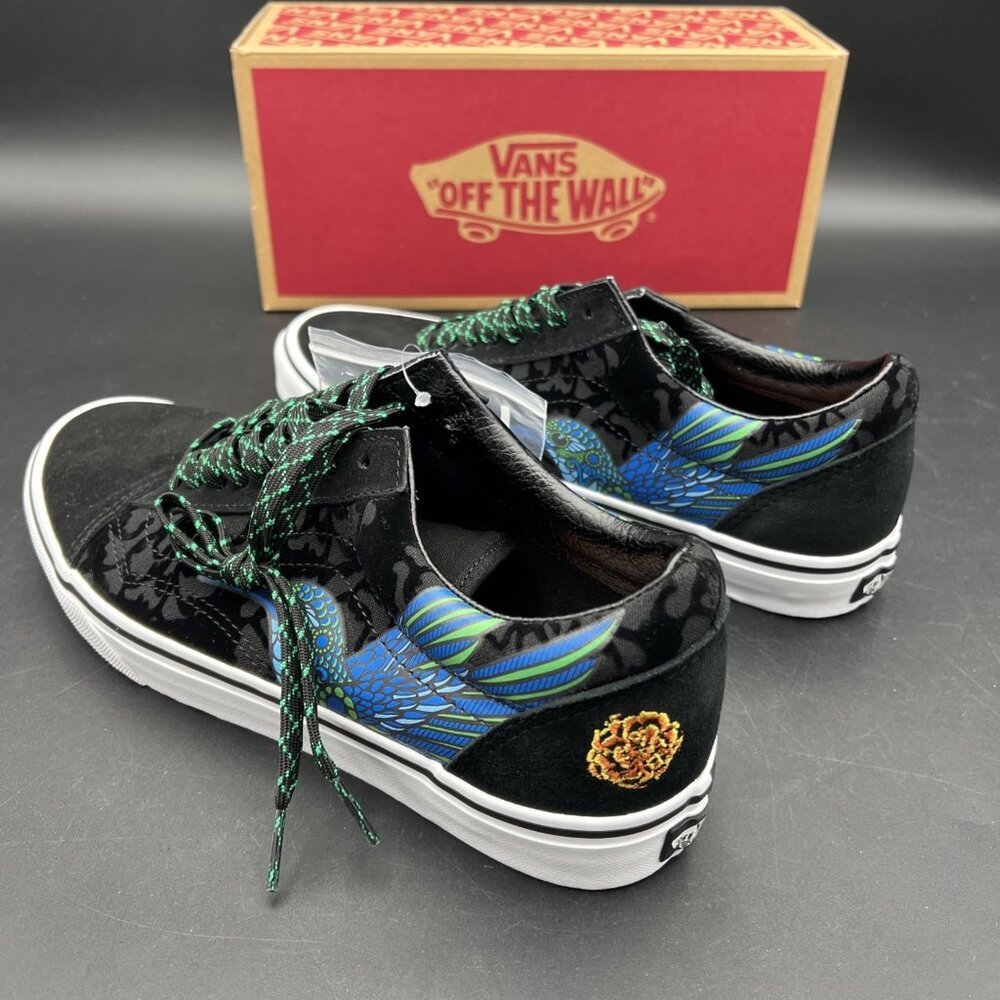 Vans Old Skool Dia de los Muertos Hummingbird Skate Shoe M9 W10.5 Black Blue NEW - Picture 5 of 16